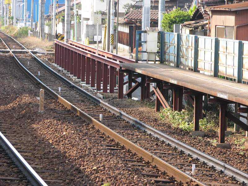 白い杭が並ぶ