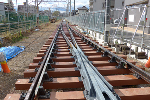ポイントの組み立てが進む喜多山駅西側